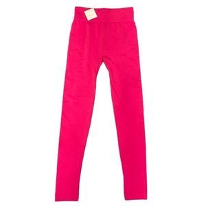 NEW 2 Blondes Apparel Leggings NWT Fleece Hot Pink Fuchsia Size 0-10 One Size